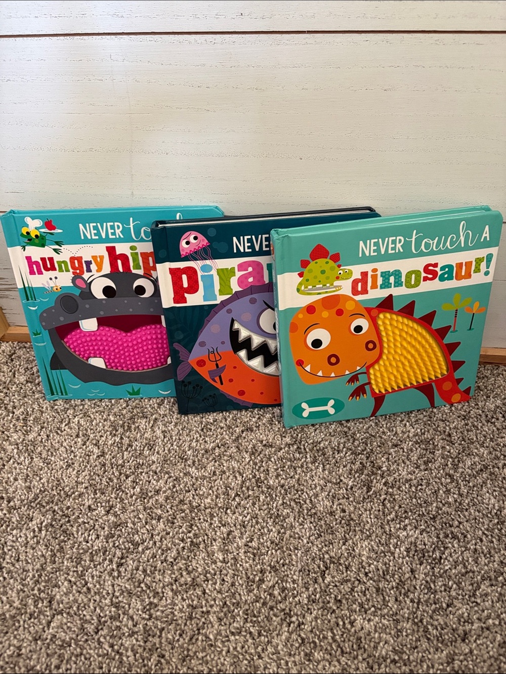 Never Touch a Dinosaur, Hippo and Piranha! - Kids Touch-and-Feel Book set